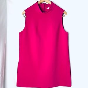 Trina Turk Magenta High-Neck Sleeveless Tunic Blouse/Mini-Dress